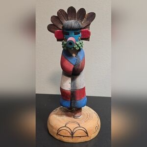 Uplin V. Selina Signed Morning Hopi Camanche Kachina Old Orchid 3 FEATHERS BROKE